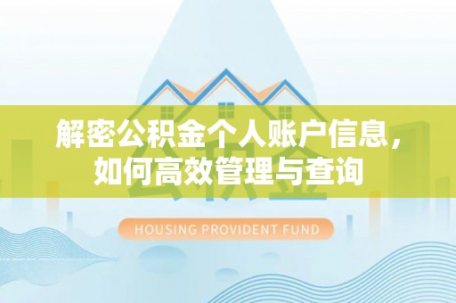 带岭解密公积金个人账户信息，如何高效管理与查询